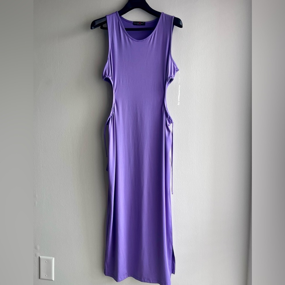 Sleeveless Women’s Size 1X Purple Lavender cutout Side-Tie Midi Long Dress - Picture 4 of 4
